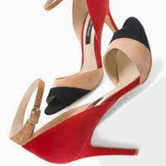 White House Black Market Shoes - WHBM Suede Colorblock Heels